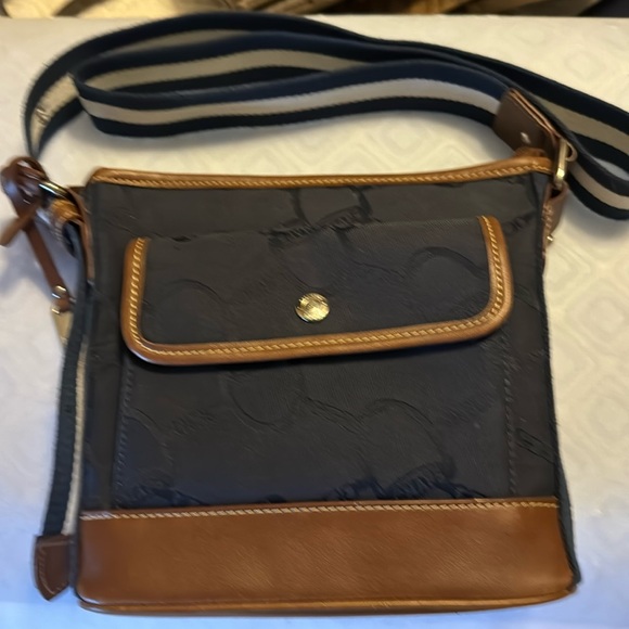Chaps Handbags - Champs, Cross Body Bag, Navy with Brown leather trim.  EUC only used 1 x.
